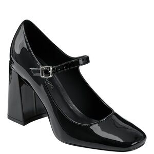NWT Marc Fisher Black Patent Leather Square Toe Charin Heels - 8
